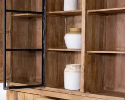 Meuble House Vaisselier contemporain 180 cm en manguier avec porte centrale vitrée "Presolino" Online