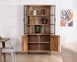 Meuble House Vaisselier en manguier naturel et portes vitrées "Maestro" 100 cm Online
