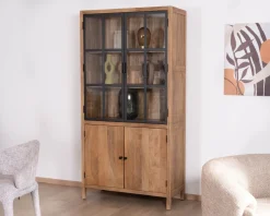Meuble House Vaisselier en manguier naturel et portes vitrées
