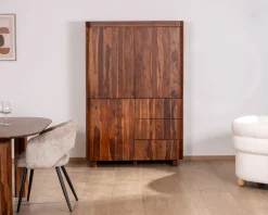Meuble House Vaisselier en palissandre 3 portes et tiroirs "Rosewood" 120 cm New