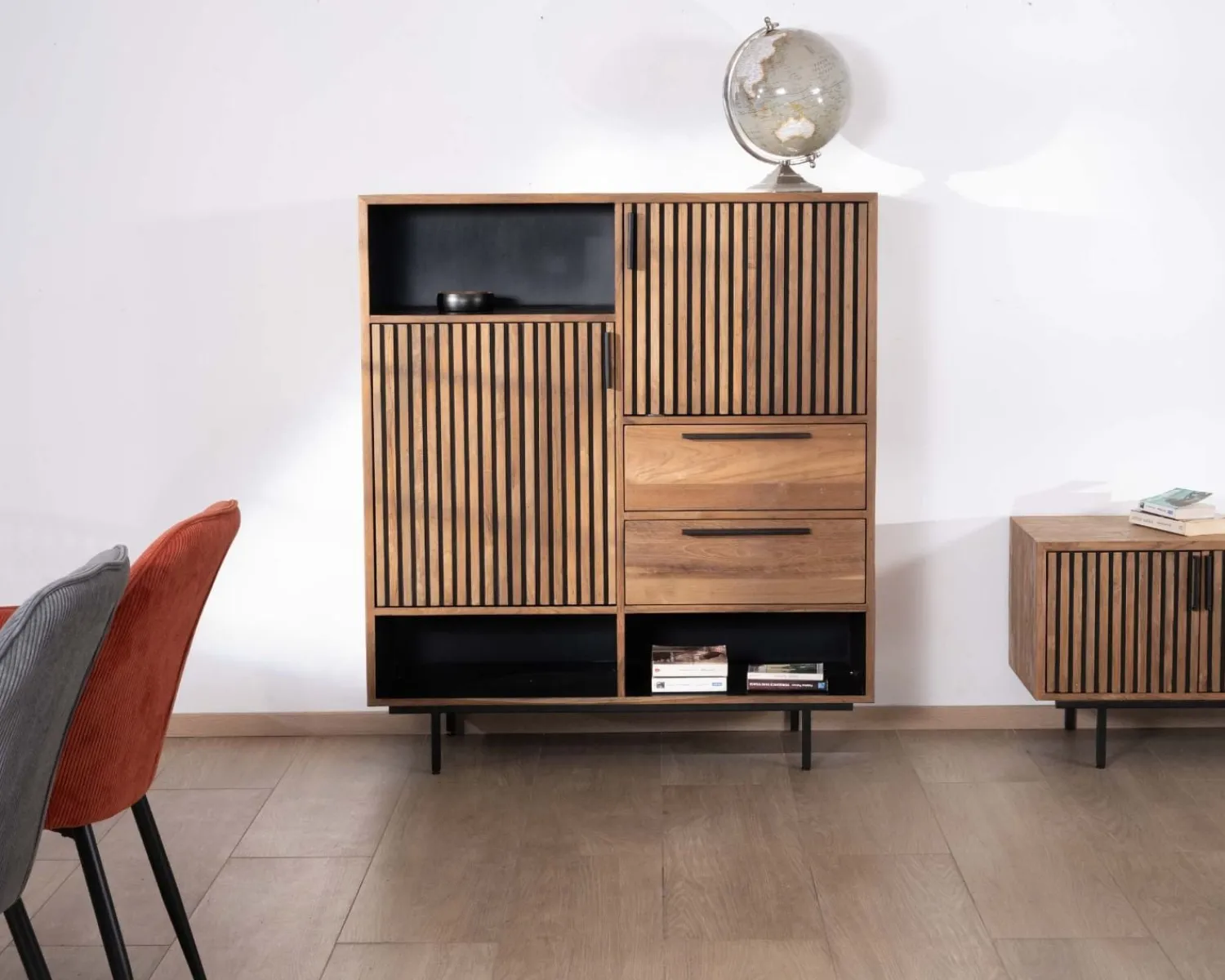 Meuble House Vaisselier en teck recyclé "Opland" style rétro Online