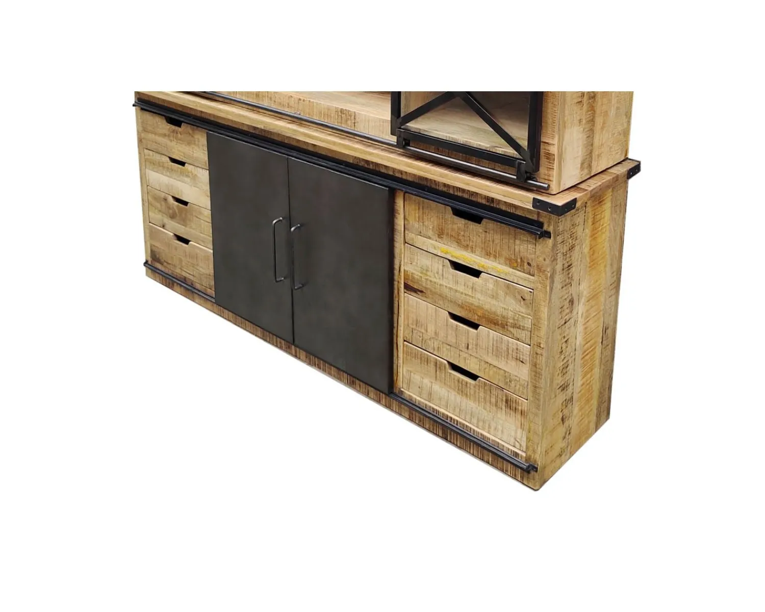 Meuble House Vaisselier industriel métal et bois portes coulissantes 2m "Caractère"