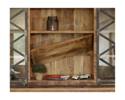 Meuble House Vaisselier industriel métal et bois portes coulissantes 2m