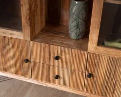 Meuble House Vaisselier rétro en acacia et pieds métal 