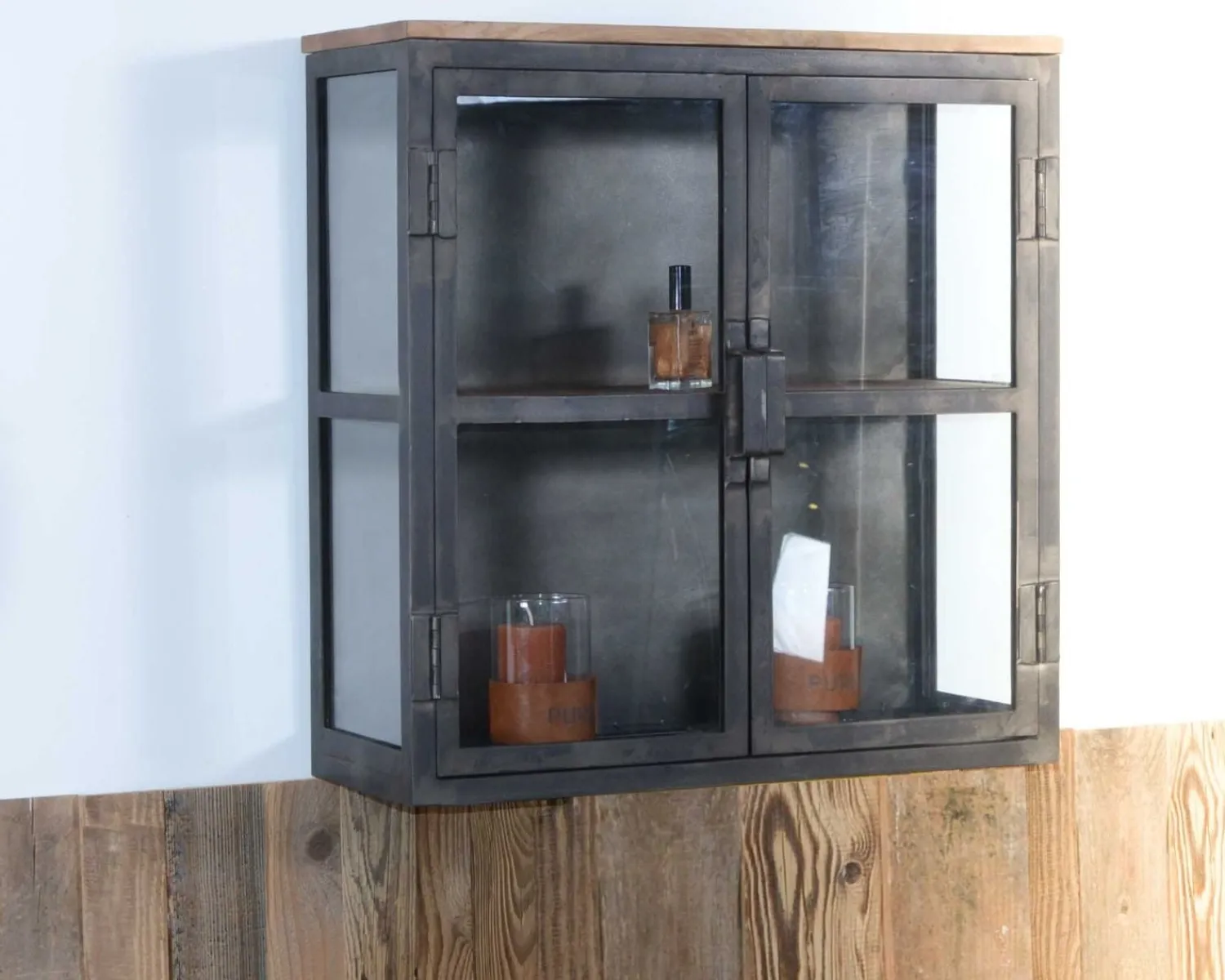 Meuble House Vitrine 2 portes en métal anthracite et verre "Black Cook" Clearance